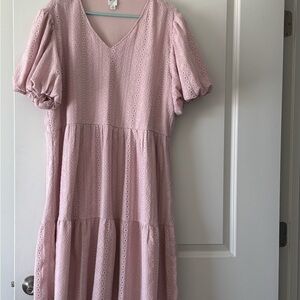 Pink Lace Midi Dress